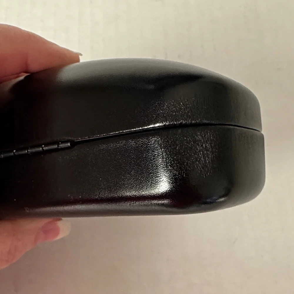 COACH New York Clamshell/Hardshell Eyeglass Case/Black Embossed Leather